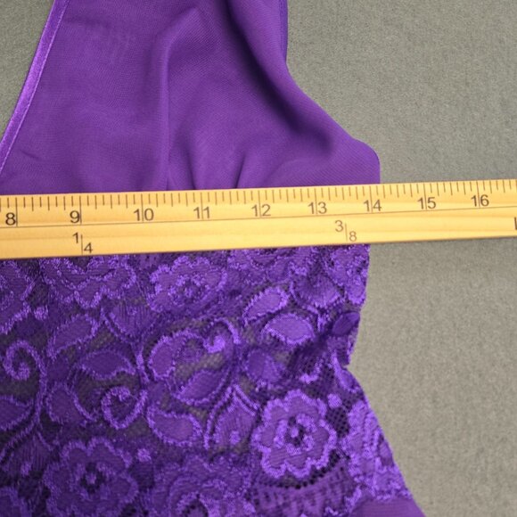 Cinema Etoile Seductivewear Purple Lace Sheer Robe and Chemise Set Medium - Picture 14 of 15